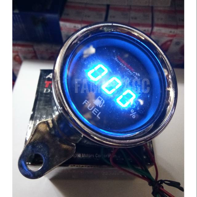 Amper Bensin Digital LED Bulat Chrome For Motor Universal