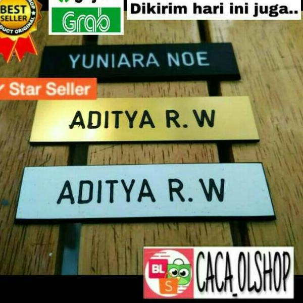 

prfq706 Papan Nama Dada PDH PNS Siswa Akrilik/Name Tag Hitam Dove Gold Putih Peniti Paku Magnet xnhd147