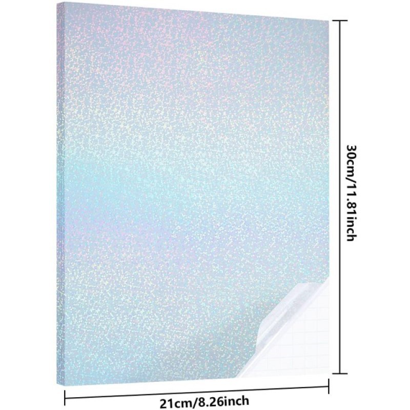 10 Lembar a4 Print Laser Hologram Pelangi Bahan Vinyl Cepat Kering Anti Air