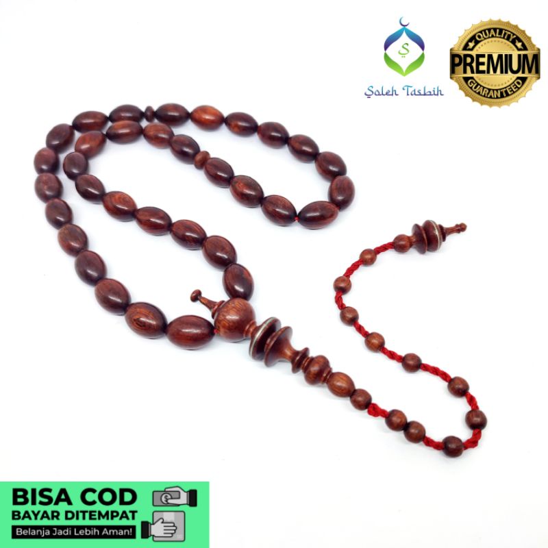 Tasbih Kayu Galih Nagasari Motif Oval, Size 11mmx17mm_Isi 33 Butir