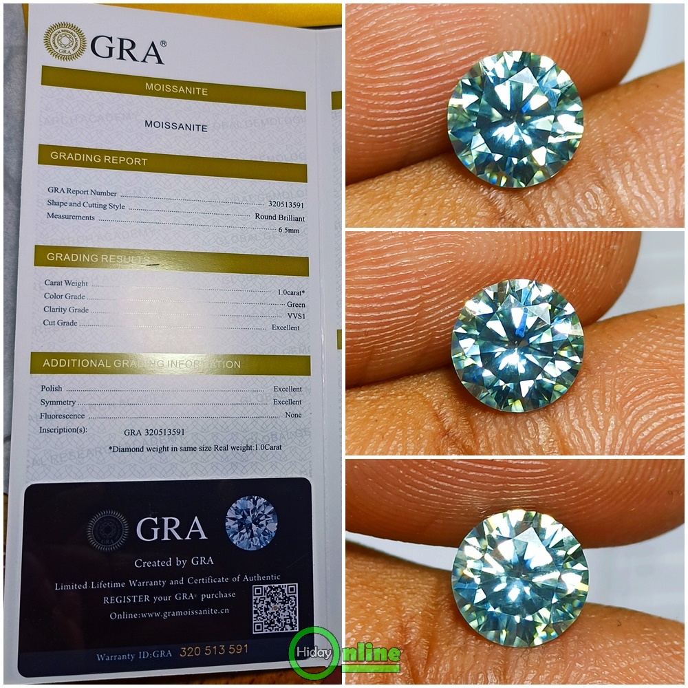 BERLIAN MOISSANITE GREEN ASLI LENGKAP SERTIFIKAT GRA USA