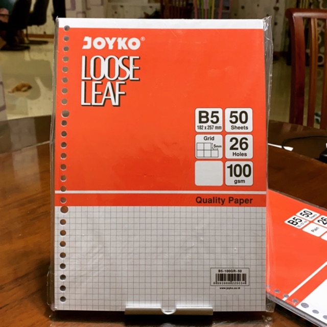 

Kertas Binder / Loose Leaf B5 50 Grid Matematika Kotak Kecil isi 50 lembar Joyko