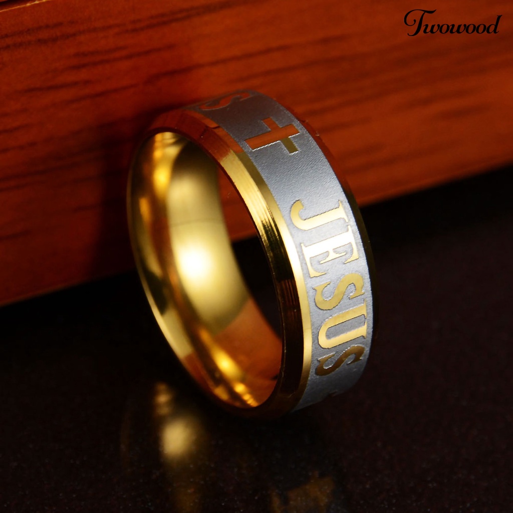 Cincin Bahan Stainless Steel Motif Salib Yesus Untuk Pria Dan Wanita