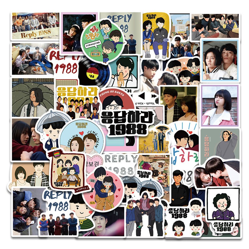 50PCS TV Show Reply 1988 Stickers Aesthetic for Laptop Water Bottle Fridge Waterproof Graffiti Decals Sticker Pack Kid Toy