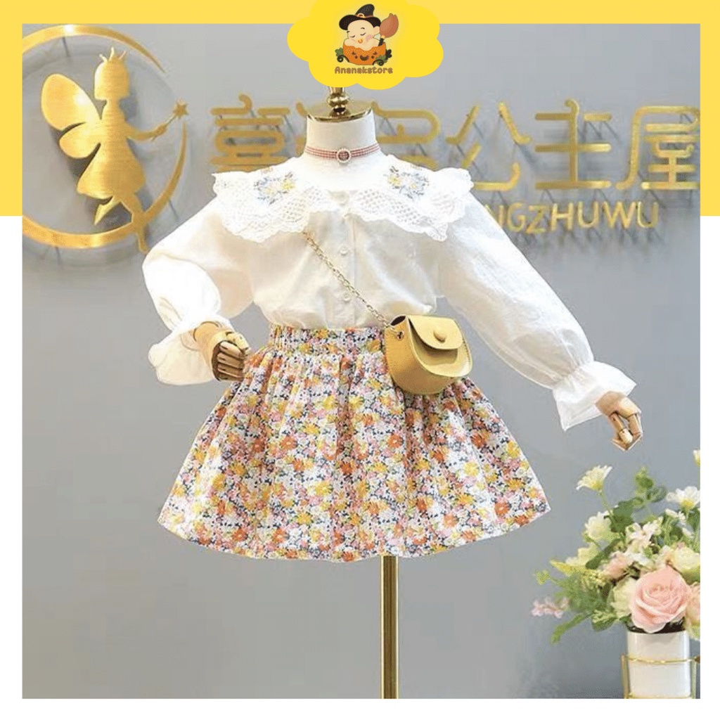 ANANAKSTORE- Dress anak perempuan lucu baju baby keren perempuan impor premium Model FLORAL BIRU/ Baju usia 2-7 Tahun/ B03