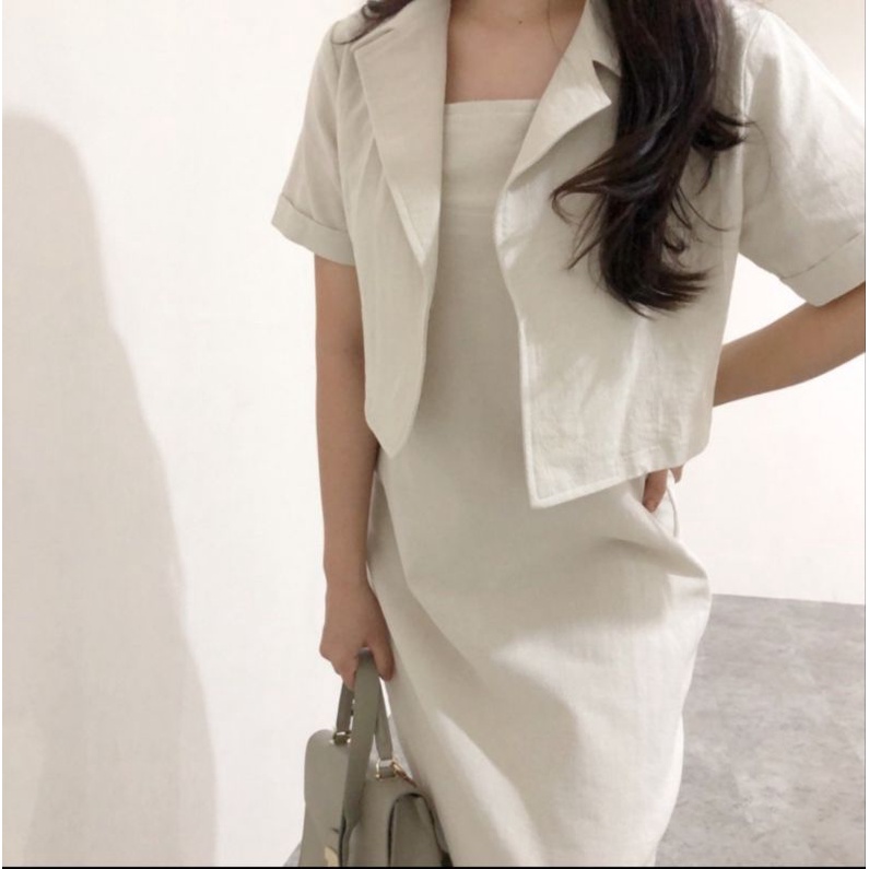 nicole setelan blazer long dress wanita