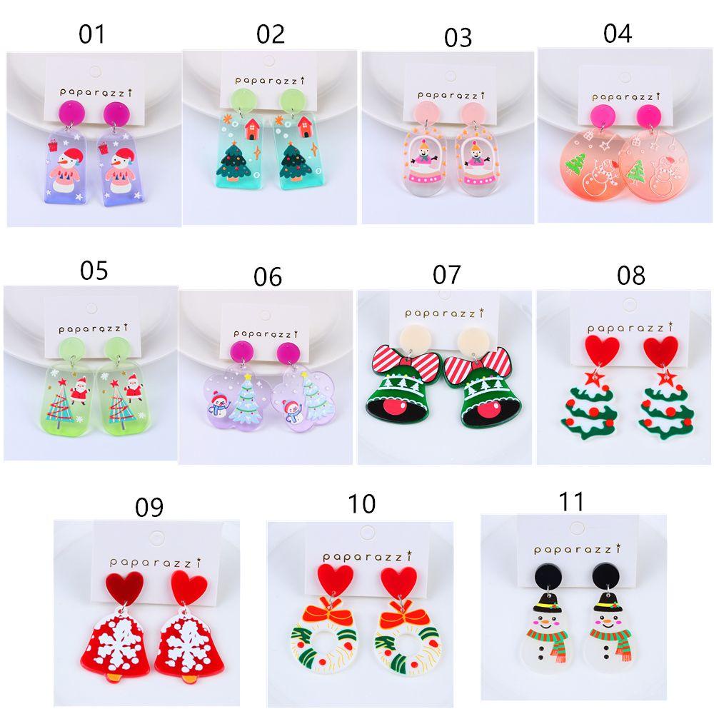 Preva Anting Natal Anting Perhiasan Fashion Kreatif Snowflake Snowman Xmas Hadiah Akrilik