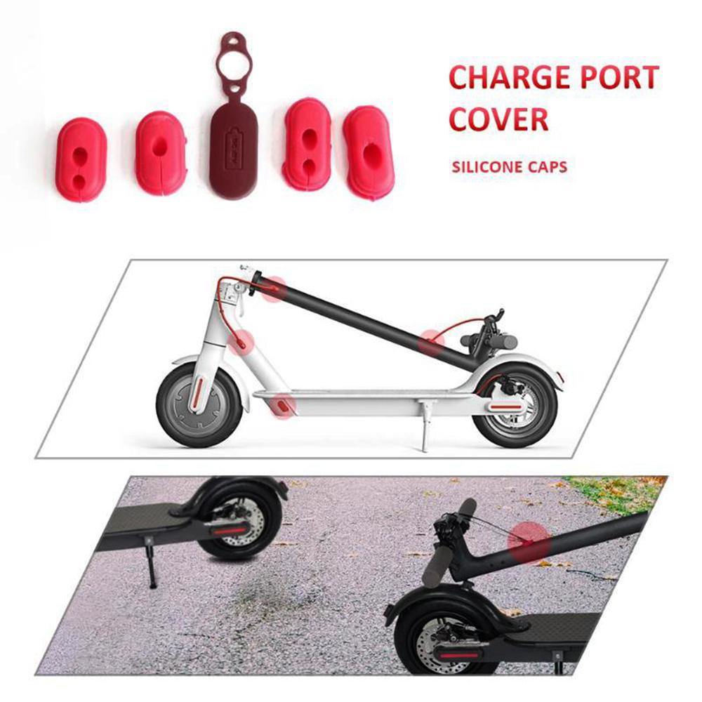 Suyo 4/5pcs Charge Port Cover Warna Merah Skateboard Aksesoris Karet Bagian Skuter Elektrik Untuk XIAOMI M365