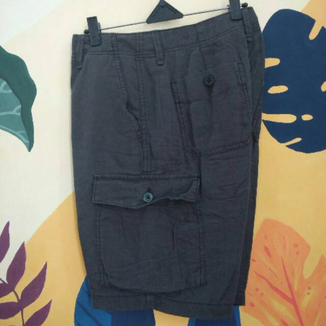 Celana Pendek Old Navy Linen Cargo Panther Warna Abu-Abu Murah