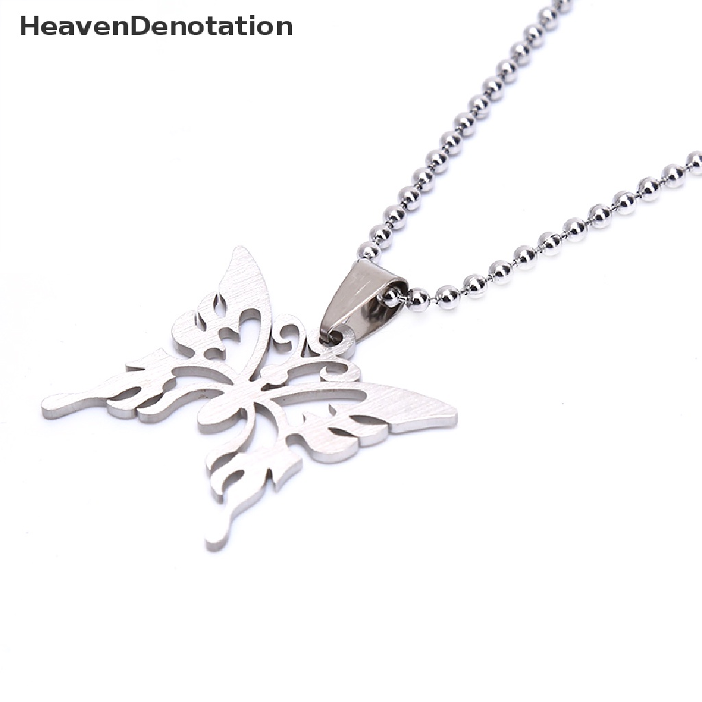 Kalung Rantai Liontin Butterfly Bahan Stainless Steel Untuk Pria Dan Wanita