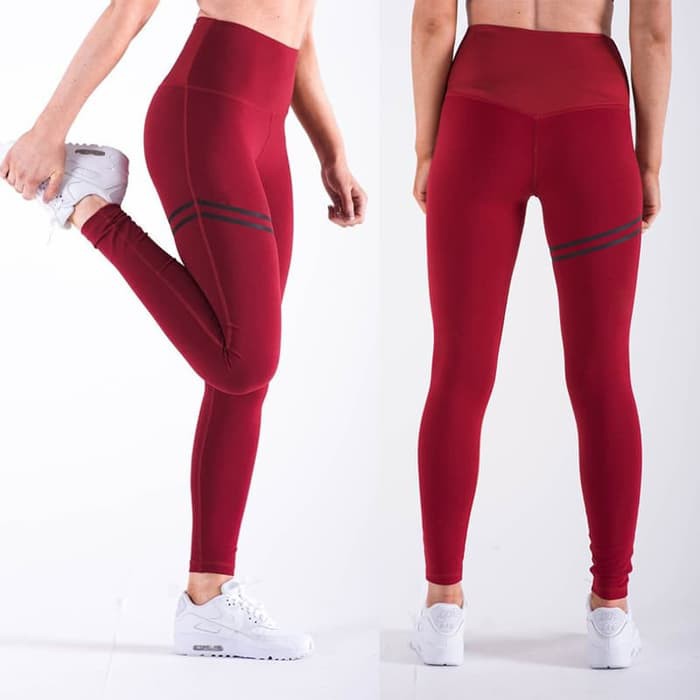 TBI Import Sport High Waist Legging Strip Push Up Quick Dry Celana Fitness Celana Olahraga Yoga Cros