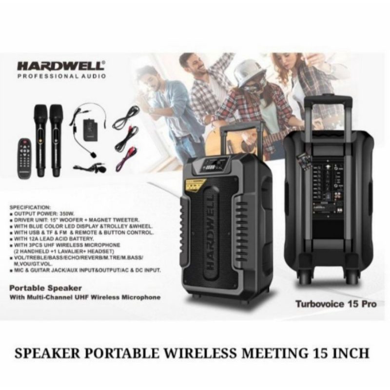 Speaker Portable 15 Inch Hardwell Turbovoice 15 PRO USB Bluetooth Original