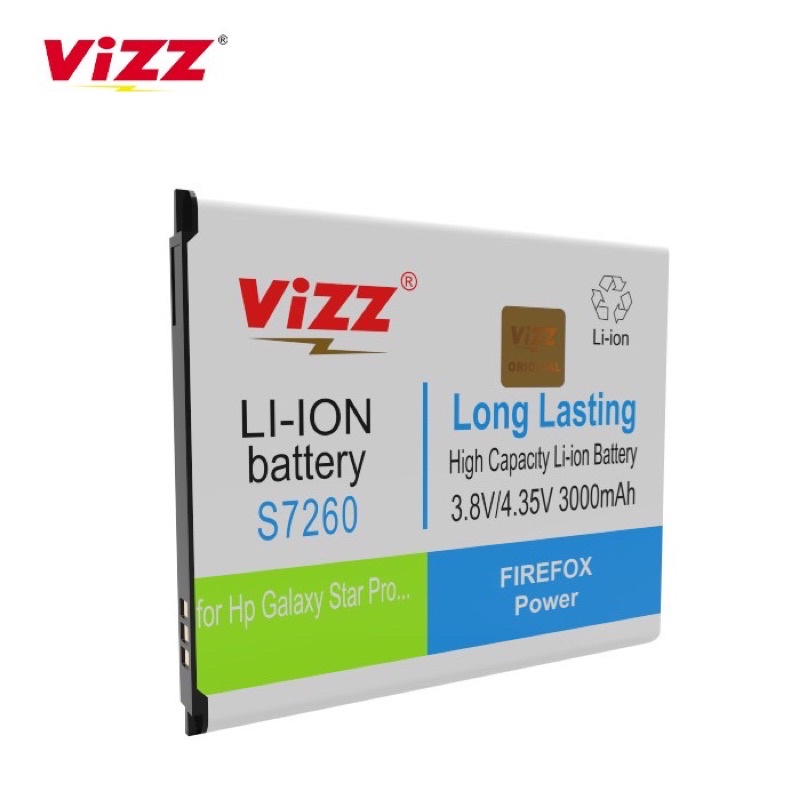 VIZZ Baterai Original Vizz Double Power samsung Sam GALAXY STAR Pro S7260 3000mah