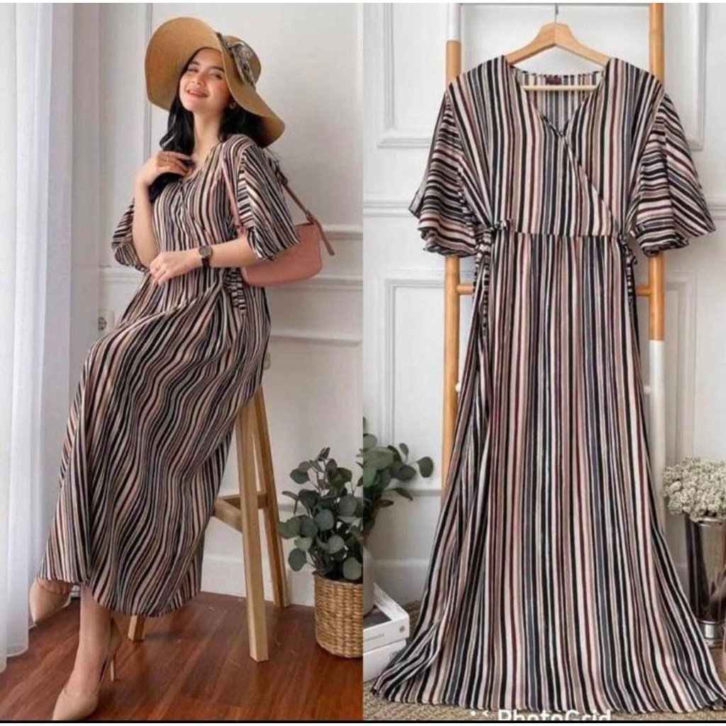 Dress Midi Karen Poore  - Dress JUMBO Rayon Viscose Premium Home Dress Import Busui Fashion Korean Style Maxi Dress Kekinian