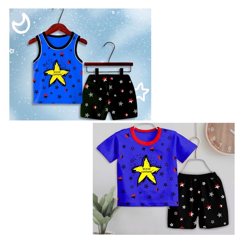 SETELAN SINGLET/TABGAN ANAK KARAKTER BINTANG STAR BENHUR 6-12 BULAN PAKAI