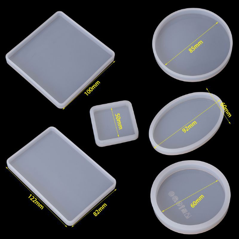 SIY  22Pcs Large Coaster Silicone Resin Mold Round Square Rectangle Heart Oval Shape Molds Kit Jewelry Making Tools