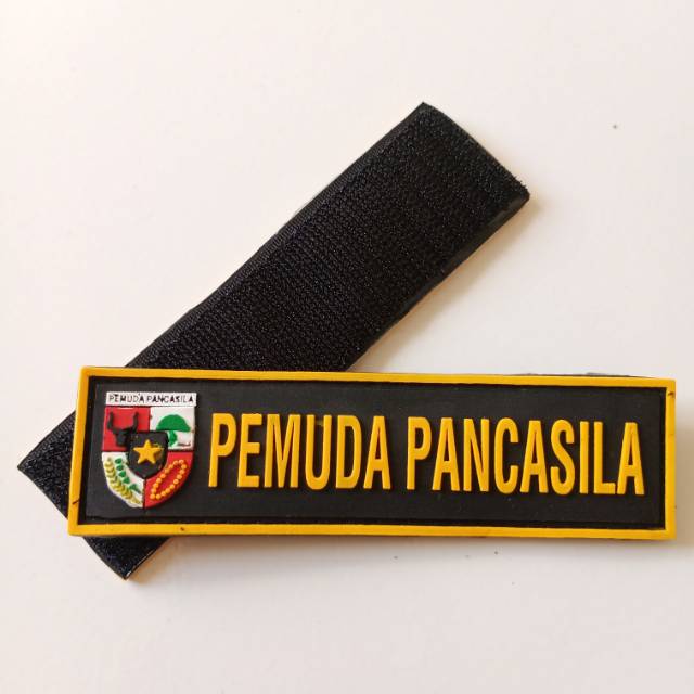 Patch rubber LOGO PP(PEMUDA PANCASILA)lis kuning/tempelan karet emblem velcro