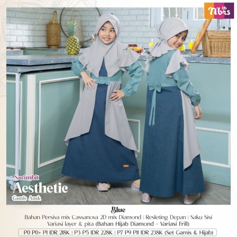 AESTHETIC GAMIS ANAK/ Sarimbit Terbaru Nibras/ Sarimbit AESTHETIC Blue