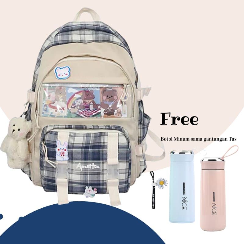 GTM Tas Ransel Backpack Style Korea Tas Sekolah Liontin