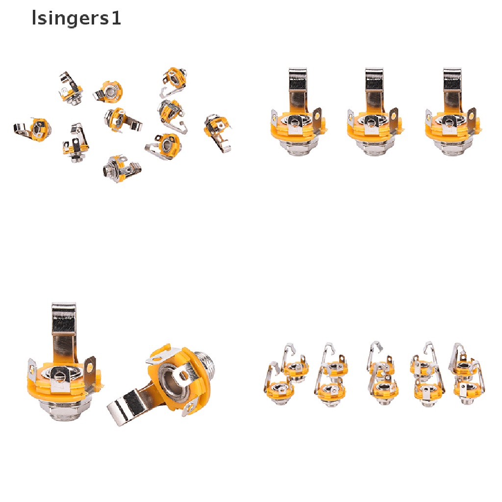 (lsingers1) 10pcs / Set Socket Jack ID Mono 1 / 4 &quot;6.35mm Untuk Gitar