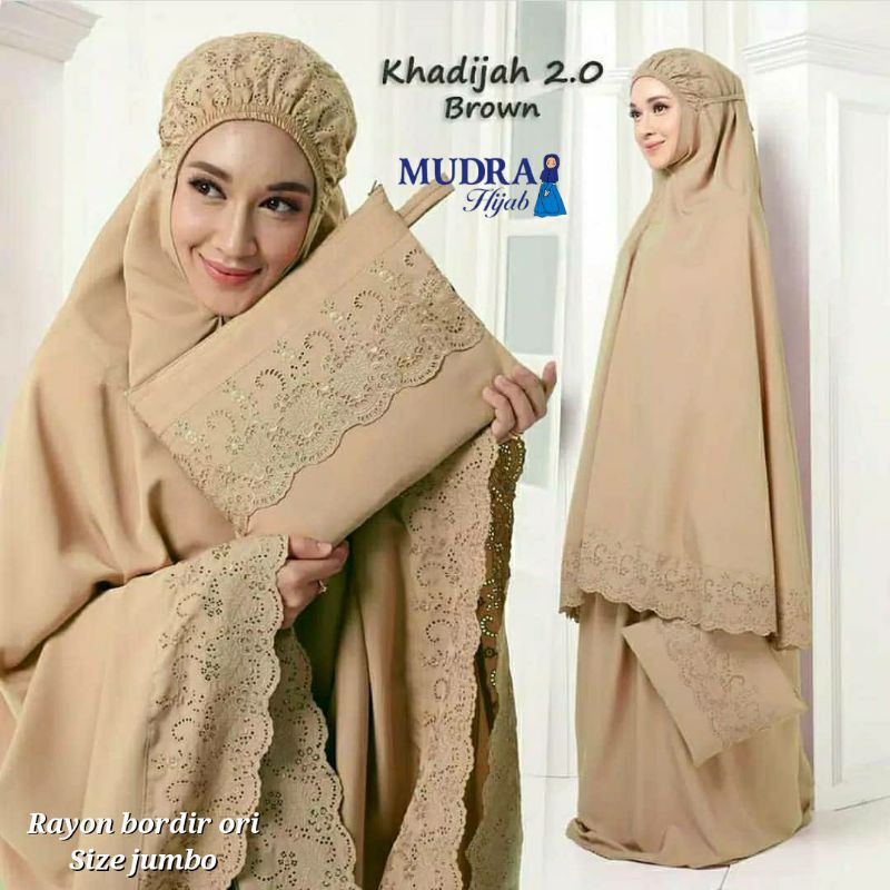 MUKENA DEWASA KHADIJAH, CANTIK DAN ANGGUN ORIGINAL MUDRA HIJAB, RAYON MIX BORDIR CANTIK, ADEM NYAMAN