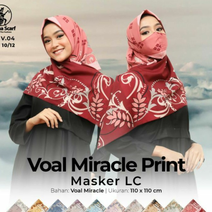 TERBARU 5pcs HIJAB MASKER VOAL MIRACLE PRINT LC / Umama Voal Miracle Print Mask