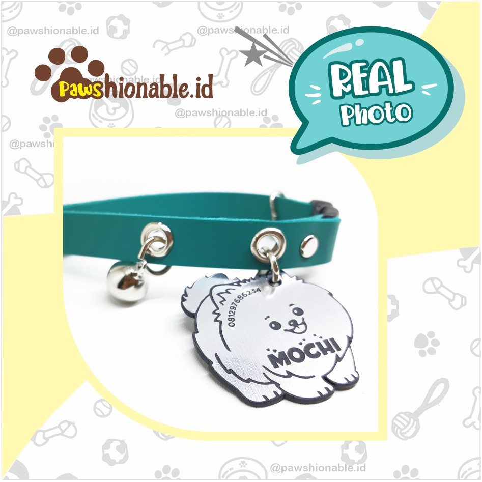 K28 - Kalung Custom Nama Anjing Pom Pomeranian Dog Collar Dog Tag Murah