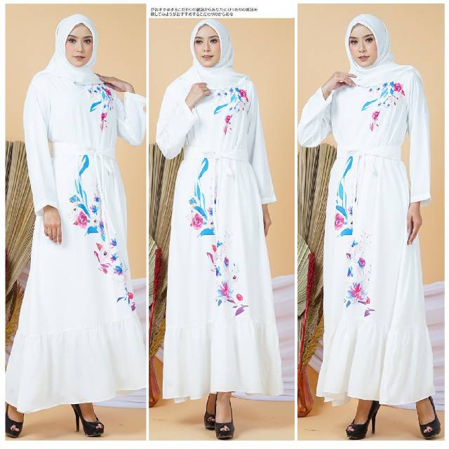 Dress Gamis Putih White Long Dress Bunga