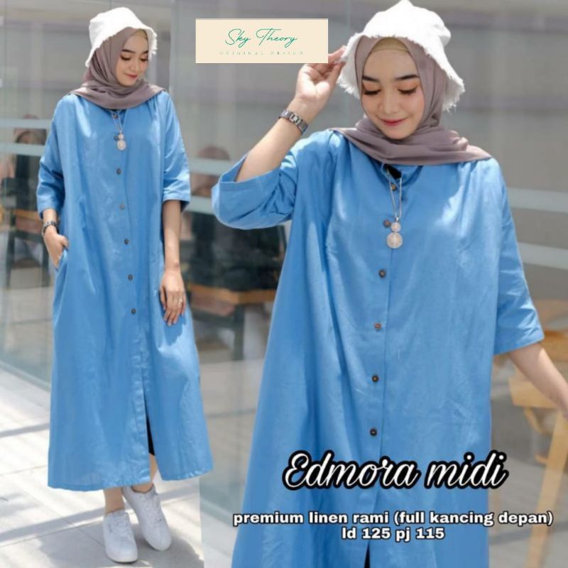 Midi Dress Polos Terbaru Baju Busui  Remaja Kekinian Terlaris pakaian Wanita Terbaru Tunik Terlaris Baju Santai Wanita Casual Pakaian Polos wanita full Kancing fashion ootd wanita