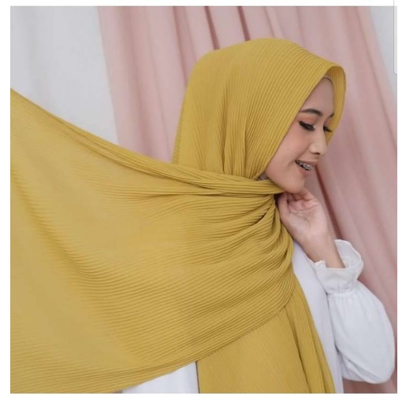(Bisa COD) Pasmina Plisket Ceruty /Pasmina plisket shawell/Pasmina plated/Pasmina plisket premium-7