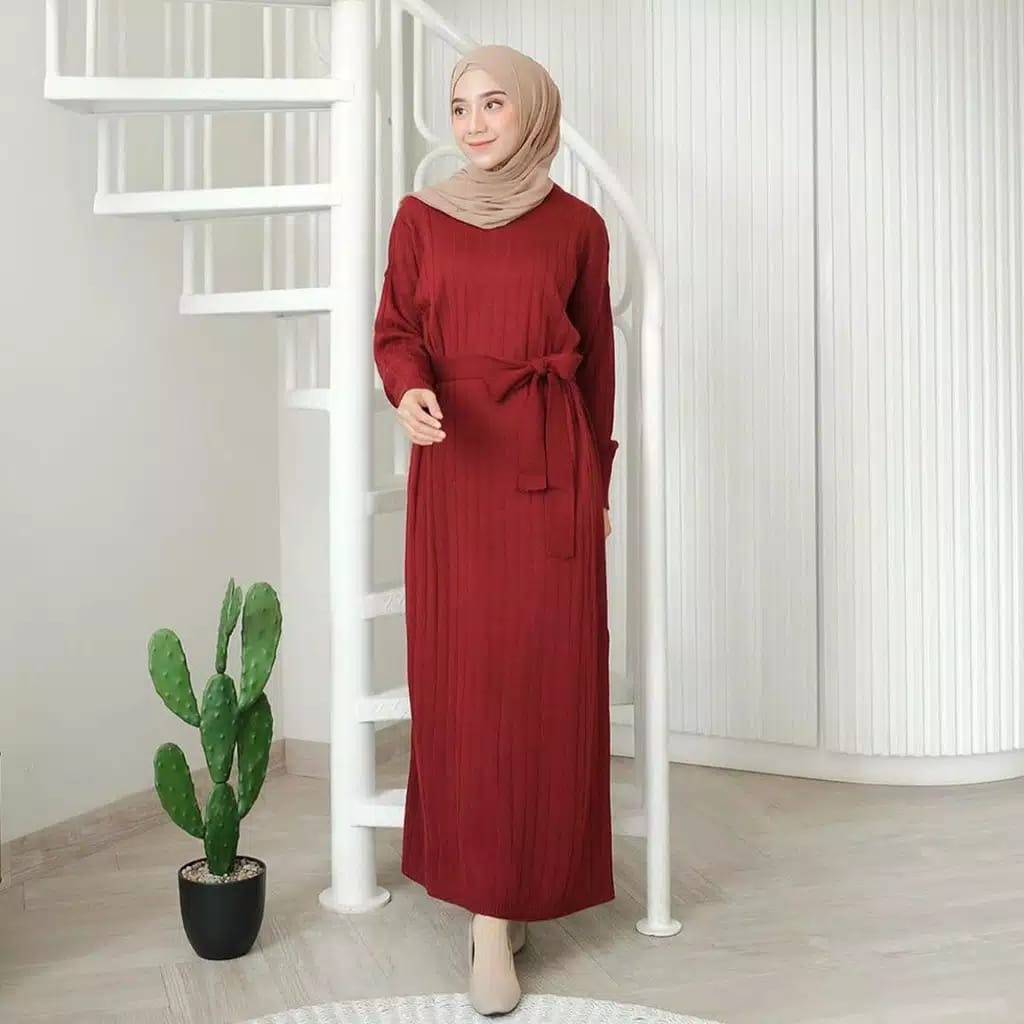 Raya Gamis Rajut - Gamis Premium - Gamis Tali - Gamis Panjang - Baju Muslim - Dress Rajut - Dress Panjang