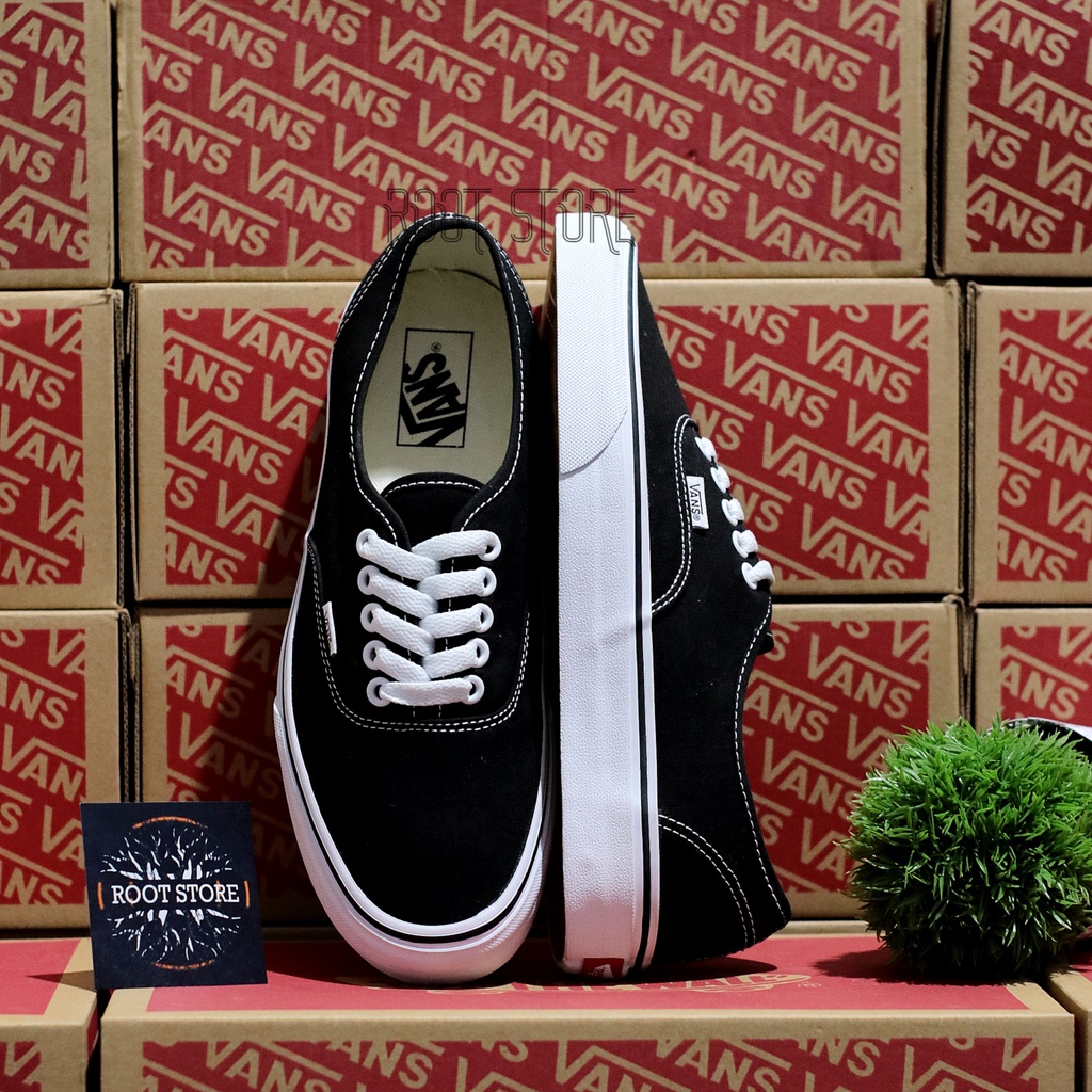 100% Bnib Sepatu Authentic Classic Black White / Sneakers Authentic Hitam Putih