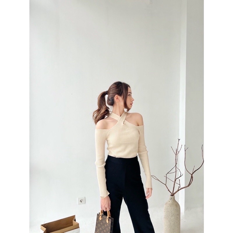 NALA TOP - LONGSLEEVE SEXY SOFT KNIT BASIC KOREA - ATASAN TANGAN PANJANG - TOP RAJUT ATASAN WANITA - HADIAH / KADO ULTAH CEWEK