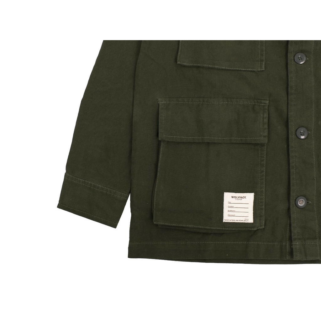 TURUN HARGA ! WOLV ORIGINAL Jaket Trucker Semi Parka Pitter Wolv Hijau Army Tebal Mewah Original Bahan Kanvas