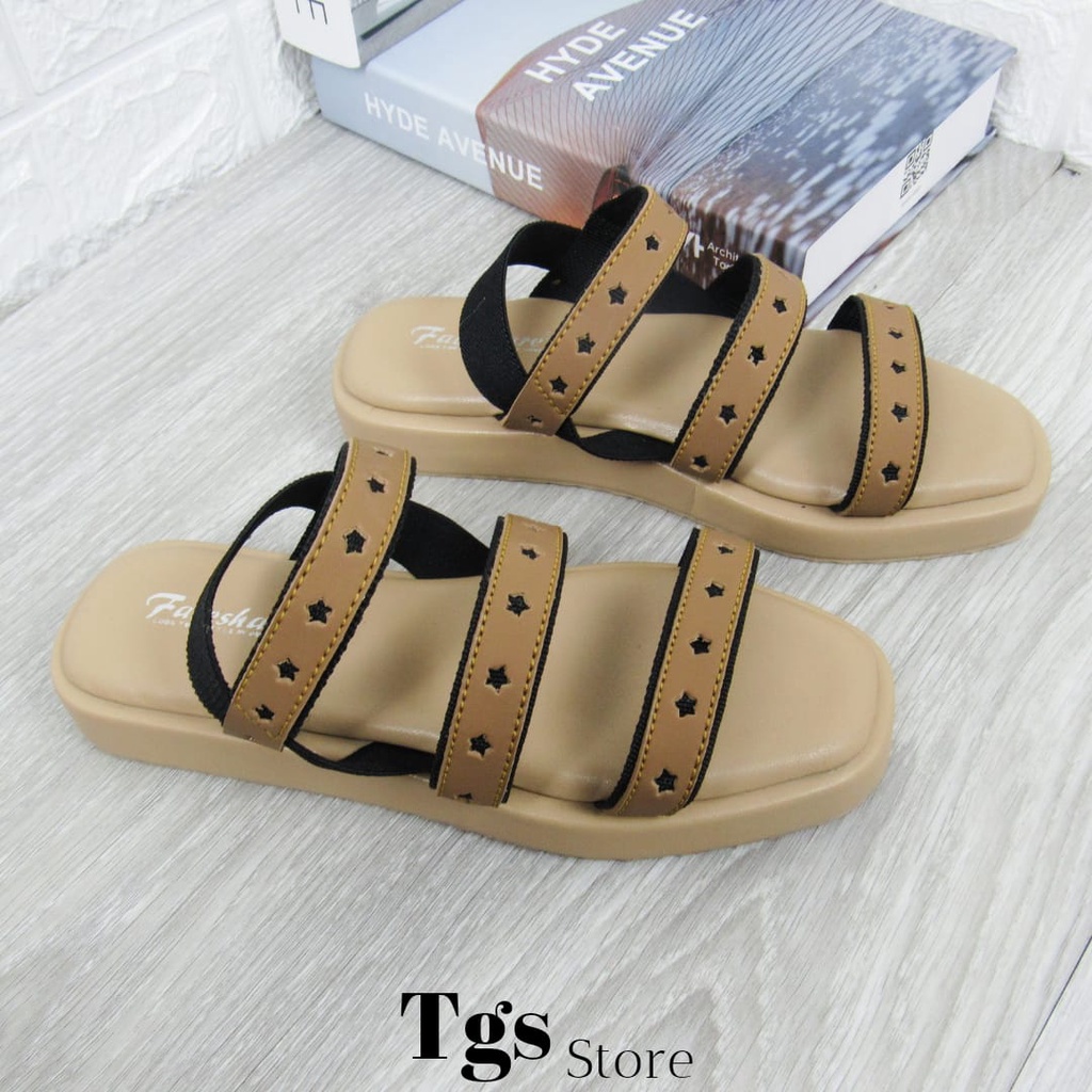 Sandal Wanita Tali Karet Motip Bintang JJ-05