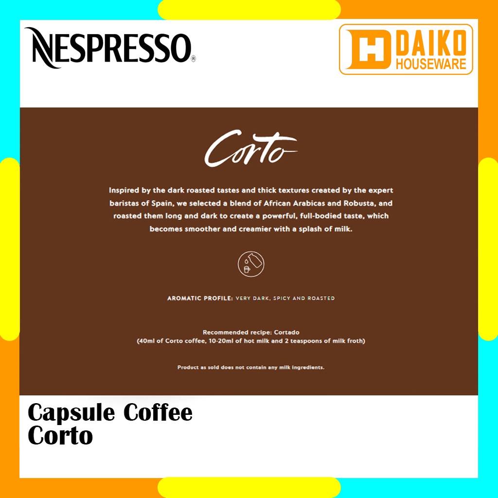 Capsule Nespresso Corto Original Nestle 1 Pack - Coffee Barista Creations Kopi Kapsul Expired Panjang