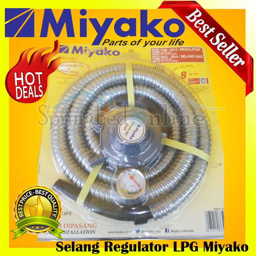 Regulator Selang Metal Gas LPG MIYAKO Murah 1.8m SNI Harga Pabrik