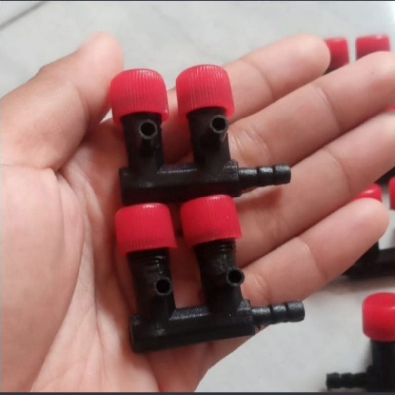Keran Kran Aerator /Stop Kran Pengatur Lubang Udara Aquarium 2 Lubang