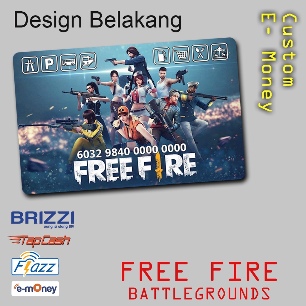 Emoney Etoll custom gambar Free Fire bisa Flazz Tapcash Brizzi E-Money