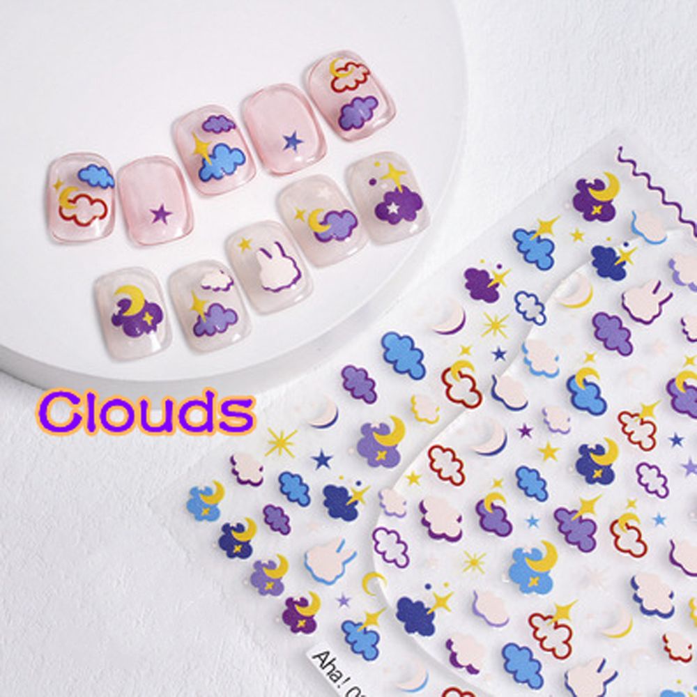 Mxbeauty Stiker Kuku Motif Kartun Bunga / Unicorn / Tupai / Kotak-Kotak Untuk Aksesoris Nail Art / Manicure Diy