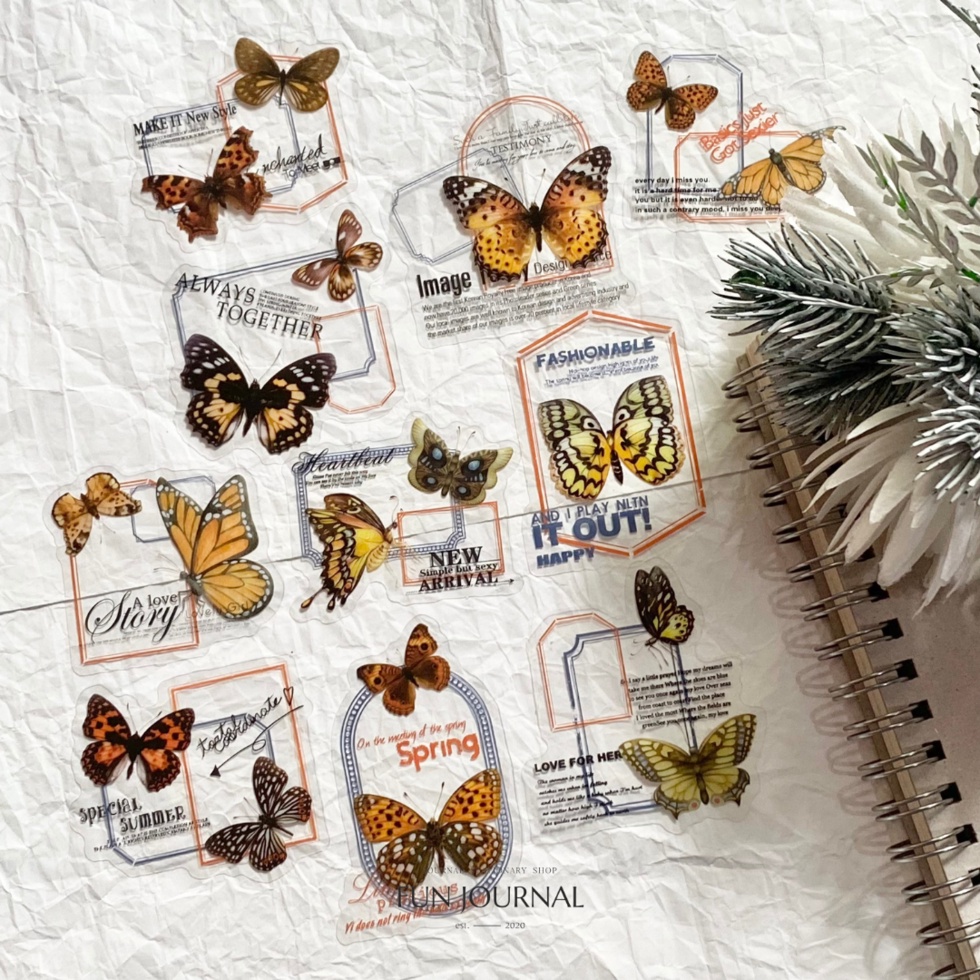 

EPHEMERA WITH BUTTERFLY FOREST THEME STICKER STIKER PACK UNTUK JOURNAL JURNAL PLANNING PLANNER SCRAPBOOK DIY BUJO