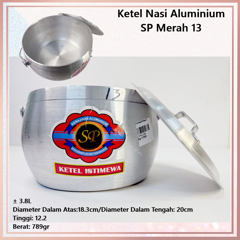 Ketel/Kastrol/Periuk Panci Nasi Liwet  Aluminium SP Merah 13 ± 3.8L