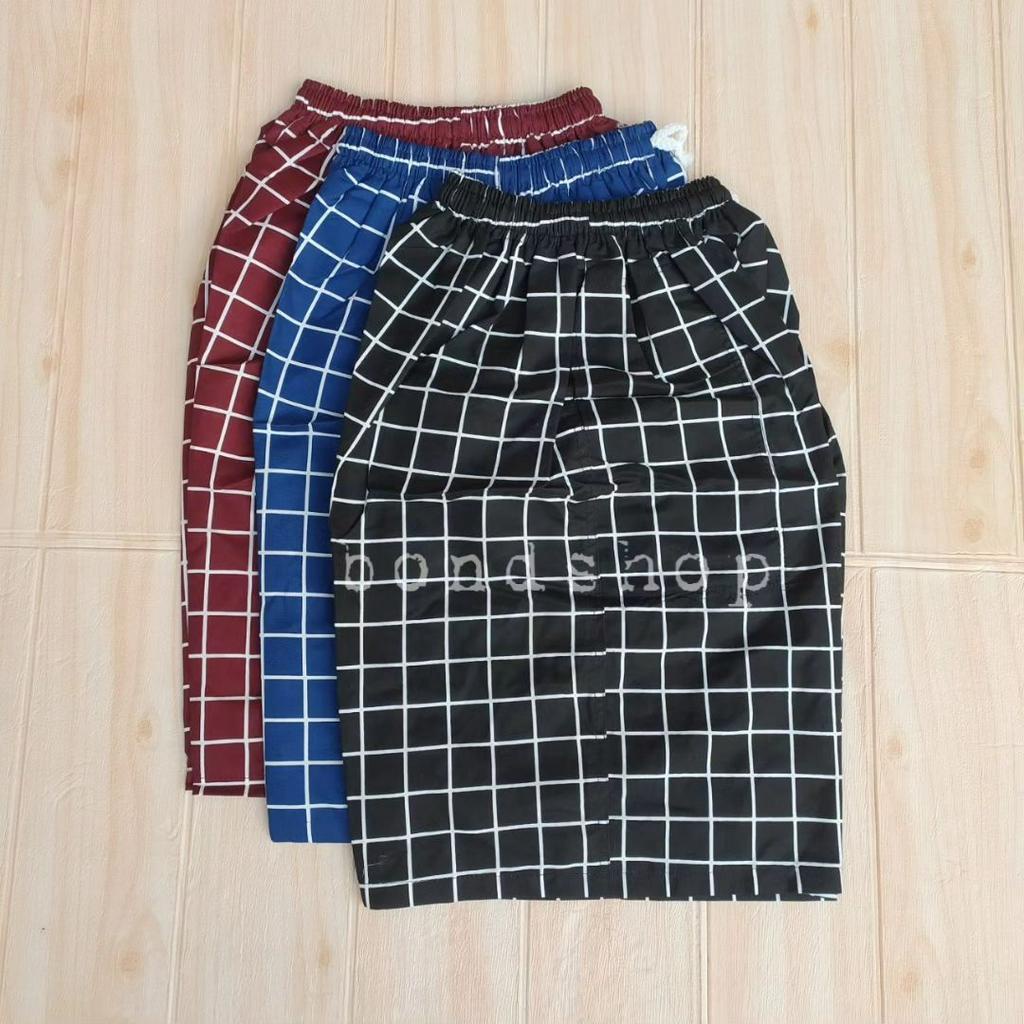 Celana Pendek Pria Remaja Tartan Parasut / Kolor Tartan Parasut M