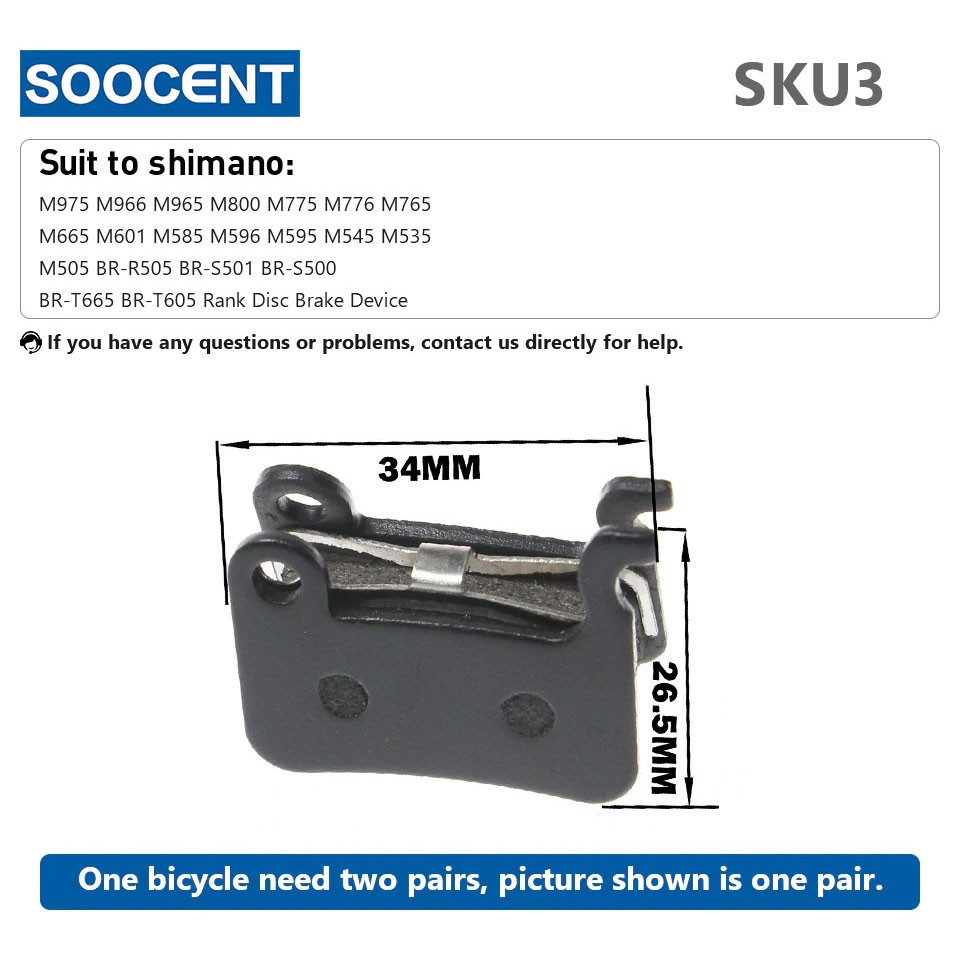 SOOCENT Brake Pads Rem Sepeda Mountain Bike for Shimano BB5 - SZ911 M975 M966 M965 - SZ911 - Black