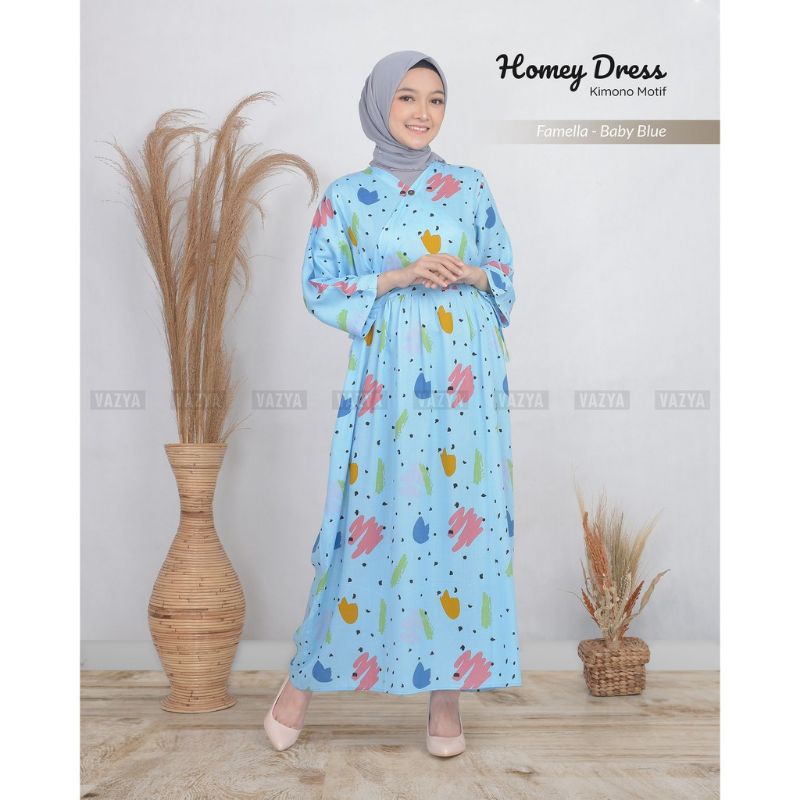 Homey Long Dress Kimono Motif