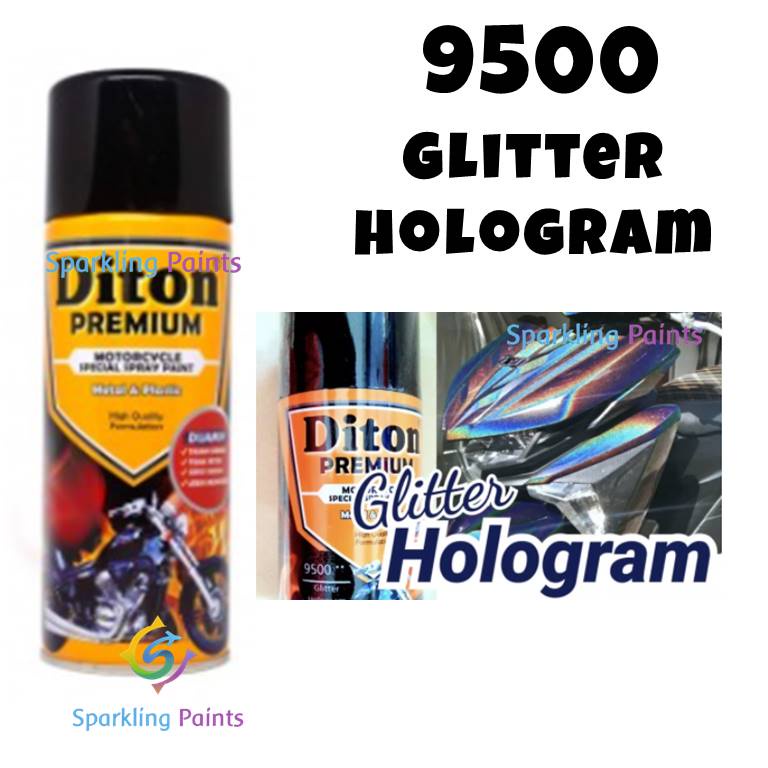 Pilox Diton Premium Glitter Hollogram GH 9500 300ml  Warna Clear Gliter Hologram Transparan Vernis Pernis Efek Pelangi