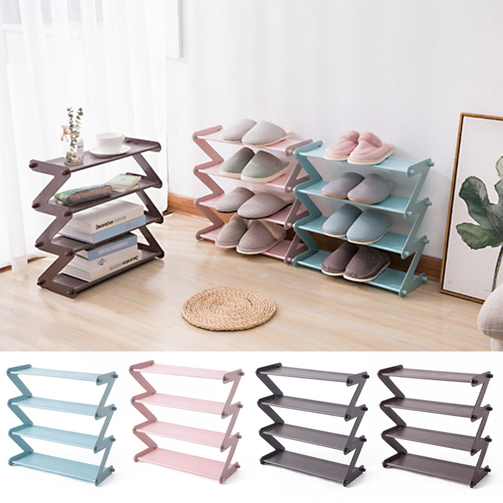 Rak Sepatu 4 Susun Shoe Rack Sandal Holder Mudah Bongkar Pasang Rak Buku Serbaguna Storage - Wh