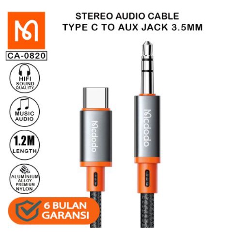 Mcdodo CA-0820 Converter Kabel Audio Stereo Musik Handphone Type C To Speaker Cable Jack 3.5mm