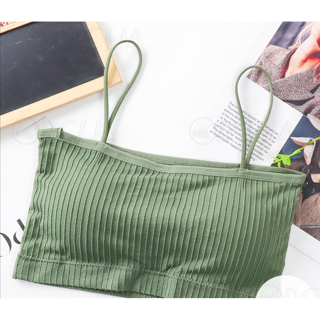CENGLI【COD】Bra Fashion Wanita Tanpa Kawat Bahan Halus Bra Simple Import Bra Nurah Batam | BH05-Hijau