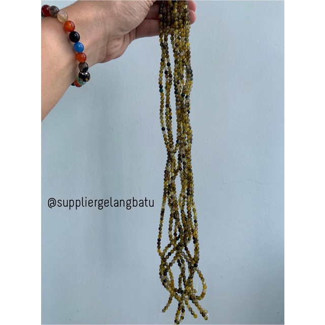 bahan kalung gelang yellow rhodolite 4mm rodolit kuning batu alam akik